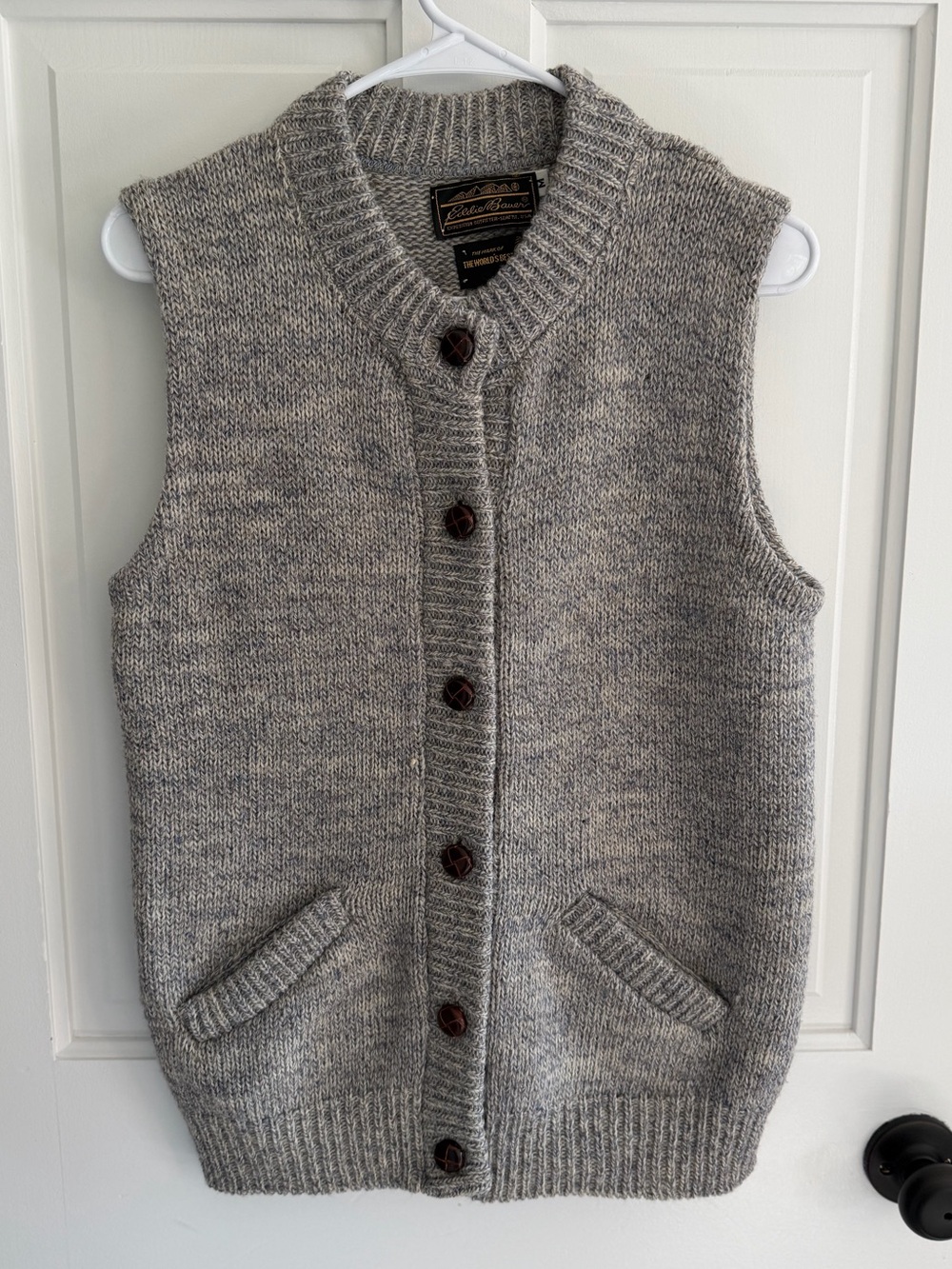 Vintage Eddie Bauer 100% Wool Marled Button Sweater Vest Medium